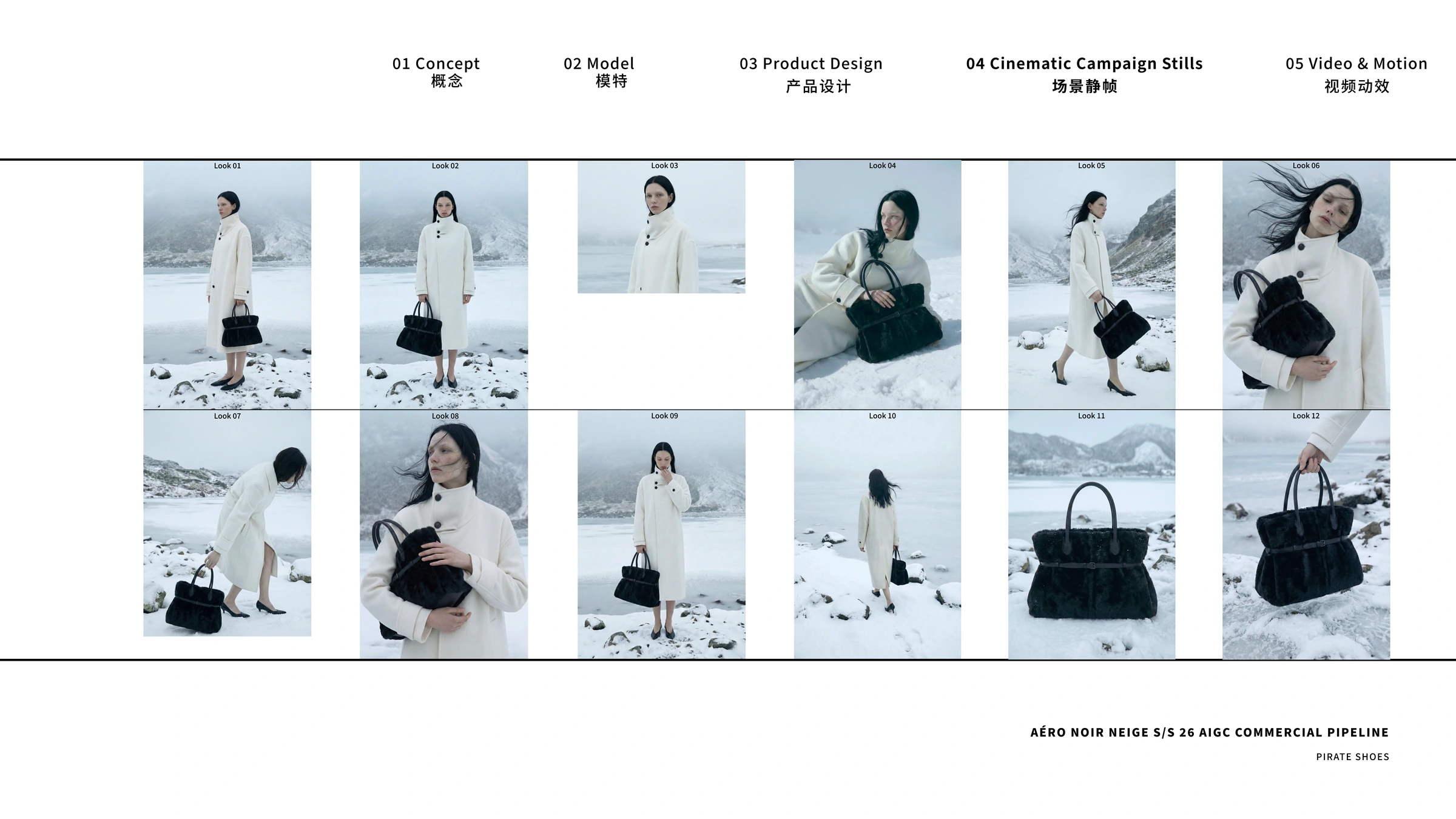 NOIR NEIGE campaign stills: twelve looks